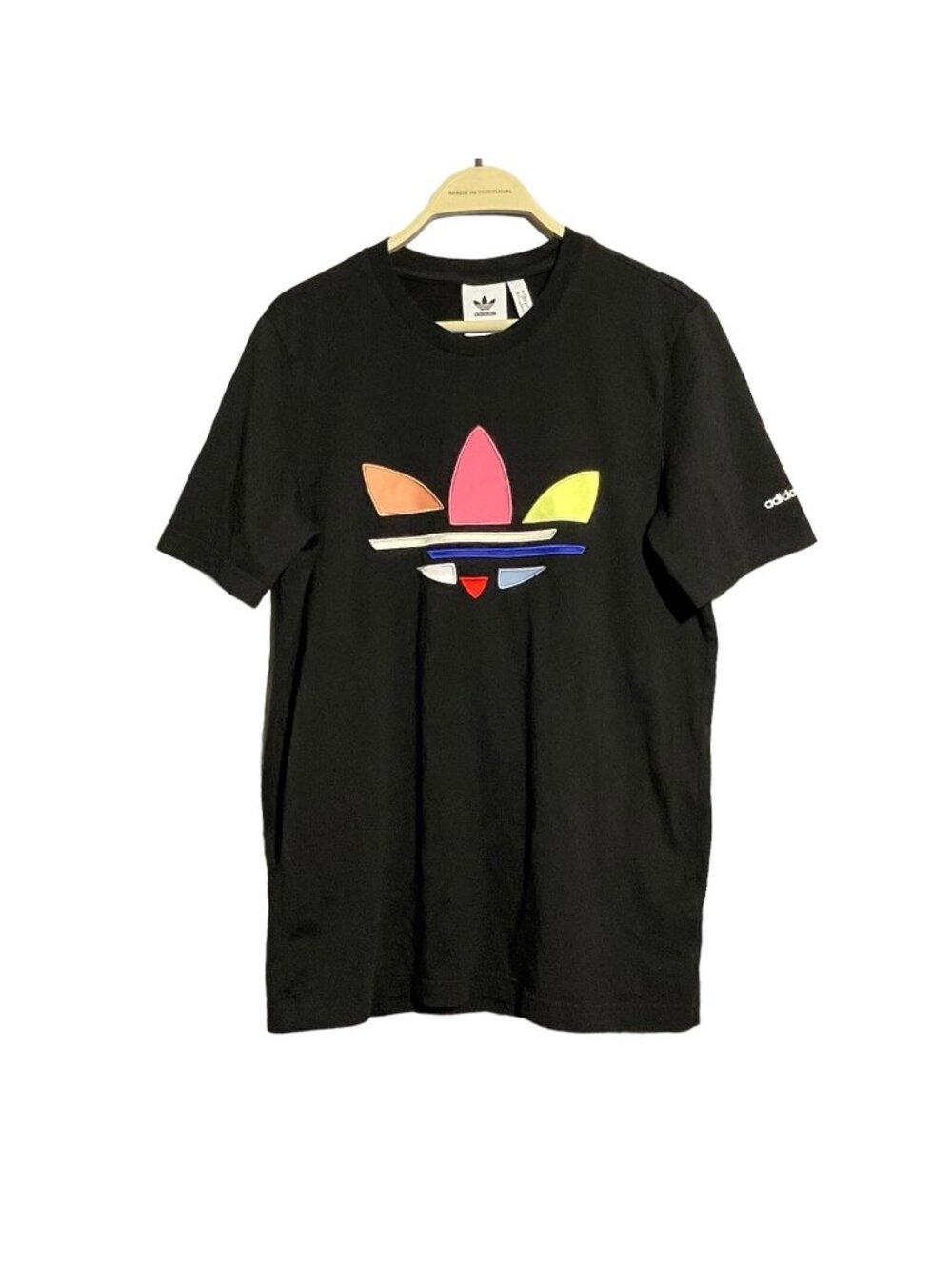 Adidas Original Logo Trefoil TShirt Men Size S Embroidered Signature Black Crew
